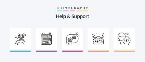 Aiuto e supporto linea 5 icona imballare Compreso volta. sostegno. Strumenti. aiuto. newsletter. creativo icone design vettore