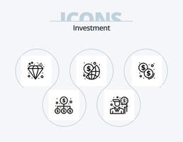 investimento linea icona imballare 5 icona design. i soldi. pagamento. finanza. investimento. globale vettore