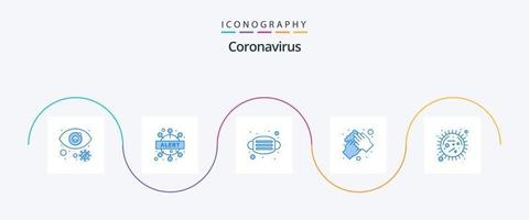 coronavirus blu 5 icona imballare Compreso corona. lavare. viso. igiene. pulito vettore