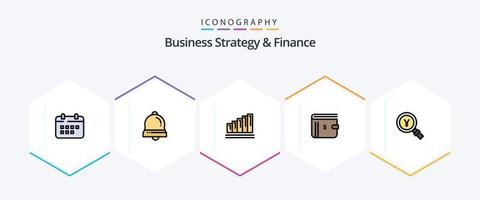 attività commerciale strategia e finanza 25 riga piena icona imballare Compreso pagamento. dollaro. Natale campana. i soldi. attività commerciale vettore