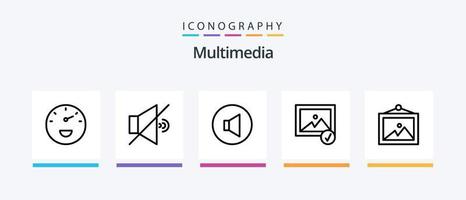 multimedia linea 5 icona imballare Compreso . velocità. occhio. creativo icone design vettore