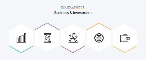 attività commerciale e investimento 25 linea icona imballare Compreso interfaccia. attività commerciale. bandiera. dollaro. globo vettore