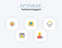 tecnico supporto piatto icona imballare 5 icona design. aiuto. tecnico. cliente sostegno. globo. il computer portatile vettore