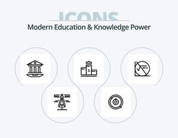 moderno formazione scolastica e conoscenza energia linea icona imballare 5 icona design. libri . alunno . digitale . Strumenti. matita vettore