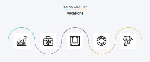 vacanze linea 5 icona imballare Compreso vita . circuito integrato. asilo. bambini vettore