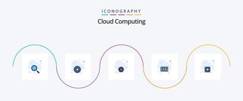 nube calcolo piatto 5 icona imballare Compreso più. tecnologia. nube. Conservazione. nube vettore