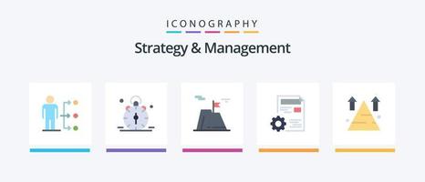 strategia e gestione piatto 5 icona imballare Compreso ambientazione. documento. campana. terra. successo. creativo icone design vettore