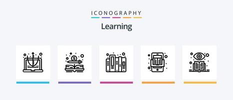 apprendimento linea 5 icona imballare Compreso livello. leggere. apprendimento. in linea. libro. creativo icone design vettore