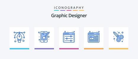 grafico progettista blu 5 icona imballare Compreso forbici. grafico design. ragnatela opzioni. ragnatela Immagine. design. creativo icone design vettore