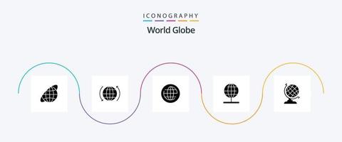 globo glifo 5 icona imballare Compreso geografia. mondo. terra. In piedi. globo vettore