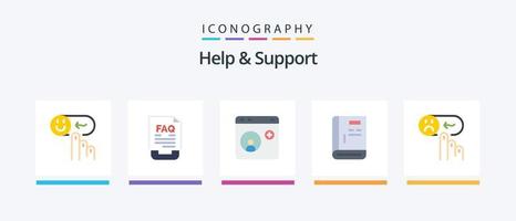 Aiuto e supporto piatto 5 icona imballare Compreso guida. libro. aiuto. sociale media. aiuto. creativo icone design vettore