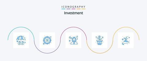 investimento blu 5 icona imballare Compreso i soldi. crescita. formazione scolastica. investimento. finanziamento vettore