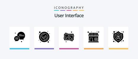 utente interfaccia glifo 5 icona imballare Compreso utente. le persone. la pittura. azione. negozio. creativo icone design vettore