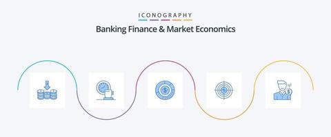 bancario finanza e mercato economia blu 5 icona imballare Compreso statistiche. finanziario. volta. finanza. bilancio vettore