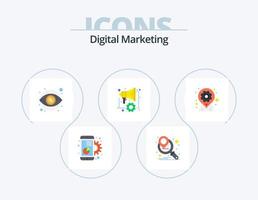 digitale marketing piatto icona imballare 5 icona design. geo. oratore. occhio. marketing. automazione vettore
