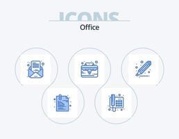 ufficio blu icona imballare 5 icona design. disegno. portafoglio. chiamata. Astuccio. posta vettore