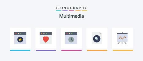 multimedia piatto 5 icona imballare Compreso . ricerca. . creativo icone design vettore