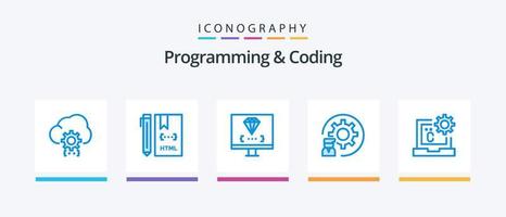programmazione e codifica blu 5 icona imballare Compreso sviluppo. codifica. sviluppo. programmazione. sviluppare. creativo icone design vettore