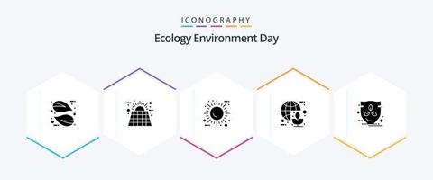ecologia 25 glifo icona imballare Compreso mondo. terra. energia. globale. ecologia vettore