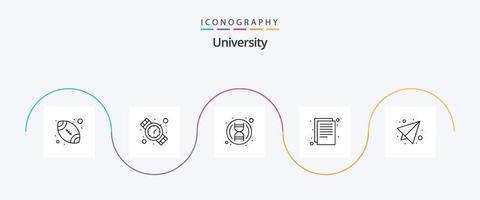 Università linea 5 icona imballare Compreso carta. carta. accademia. Appunti. documenti vettore