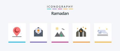 Ramadan piatto 5 icona imballare Compreso musulmano. Ramadan. arabo. kareem. architettura. creativo icone design vettore