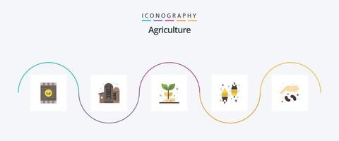 agricoltura piatto 5 icona imballare Compreso volare. eco. agricoltura. ape. pianta vettore