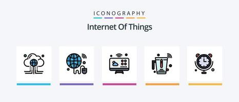 Internet di cose linea pieno 5 icona imballare Compreso iot. Internet. Wifi. tappo. inteligente telecamera. creativo icone design vettore