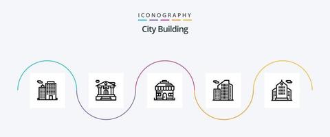 città edificio linea 5 icona imballare Compreso . attività commerciale. Casa. costruzione. vero vettore