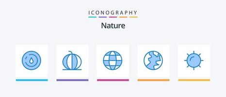 natura blu 5 icona imballare Compreso sole. natura. verdura. globo. natura. creativo icone design vettore