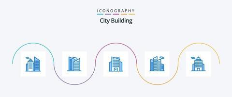 città edificio blu 5 icona imballare Compreso . governo. vettore