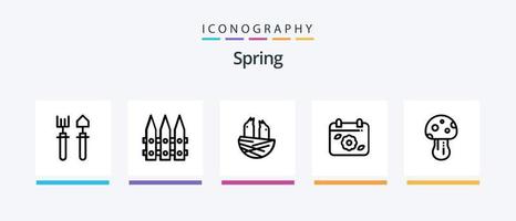 primavera linea 5 icona imballare Compreso sedia. bellezza. fungo. primavera. la farfalla. creativo icone design vettore