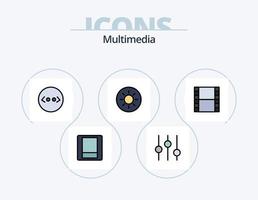 multimedia linea pieno icona imballare 5 icona design. . . preferenze. html. parentesi vettore