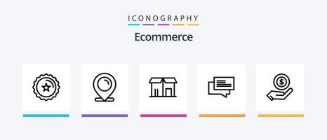 e-commerce linea 5 icona imballare Compreso mercato. negozio. Posizione. acquisti. e-commerce. creativo icone design vettore