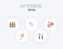 primavera piatto icona imballare 5 icona design. Pasqua. bellezza. recinzione. primavera. farfalla vettore