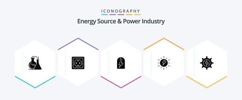 energia fonte e energia industria 25 glifo icona imballare Compreso carica. solare. PRESA. energia vettore