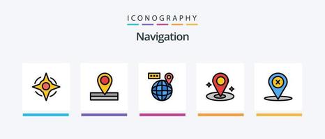 navigazione linea pieno 5 icona imballare Compreso GPS. spillo. Posizione. navigare. casa. creativo icone design vettore