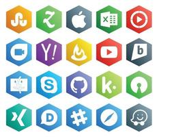 20 sociale media icona imballare Compreso kik Chiacchierare ricerca skype aquilone vettore