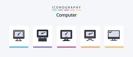 computer linea pieno 5 icona imballare Compreso .. creativo icone design vettore