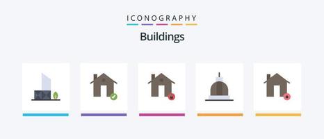 edifici piatto 5 icona imballare Compreso costruzione. architettura. proprietà. proteggere. Casa. creativo icone design vettore