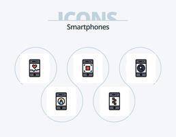 smartphone linea pieno icona imballare 5 icona design. telecamera. pagamento. Posizione. in linea. banca vettore