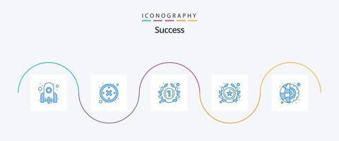 Successo blu 5 icona imballare Compreso impostazioni. globale. contare. stella. successo vettore