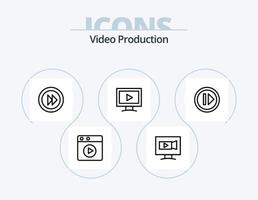 video produzione linea icona imballare 5 icona design. pausa. media. film. ragnatela. multimedia vettore