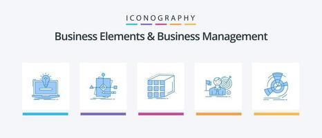 attività commerciale elementi e attività commerciale managment blu 5 icona imballare Compreso colpo. attività commerciale. modello. matrice. cubo. creativo icone design vettore