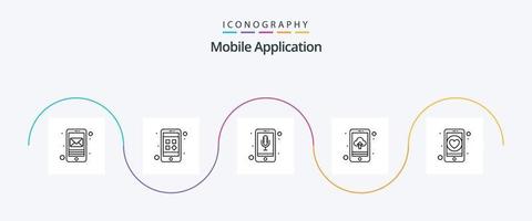 mobile applicazione linea 5 icona imballare Compreso datazione. Audio riconoscimento. nube. App vettore