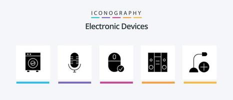 dispositivi glifo 5 icona imballare Compreso computer. musica. computer. centro. hardware. creativo icone design vettore