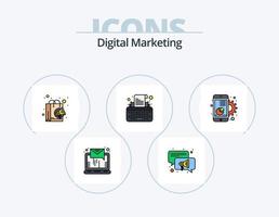 digitale marketing linea pieno icona imballare 5 icona design. grafico. opzioni. clic. Posizione. Ingranaggio vettore
