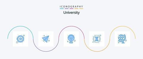 Università blu 5 icona imballare Compreso geografia. studia. lampadina. formazione scolastica. accademia vettore