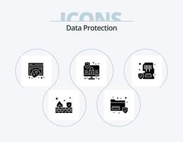 dati protezione glifo icona imballare 5 icona design. dispositivo. sicurezza. conformità. Internet. vita privata vettore