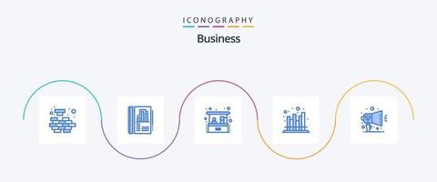 attività commerciale blu 5 icona imballare Compreso annuncio. mercato. investimento. previsione. attività commerciale vettore