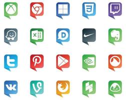 20 sociale media discorso bolla stile logo piace vk nvidia nike applicazioni Pinterest vettore